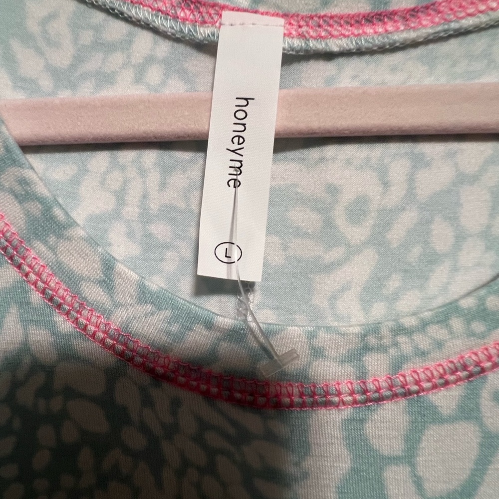 Honeyme Sleeveless Tank Top - Light Blue and Pink - Picture 2 of 5